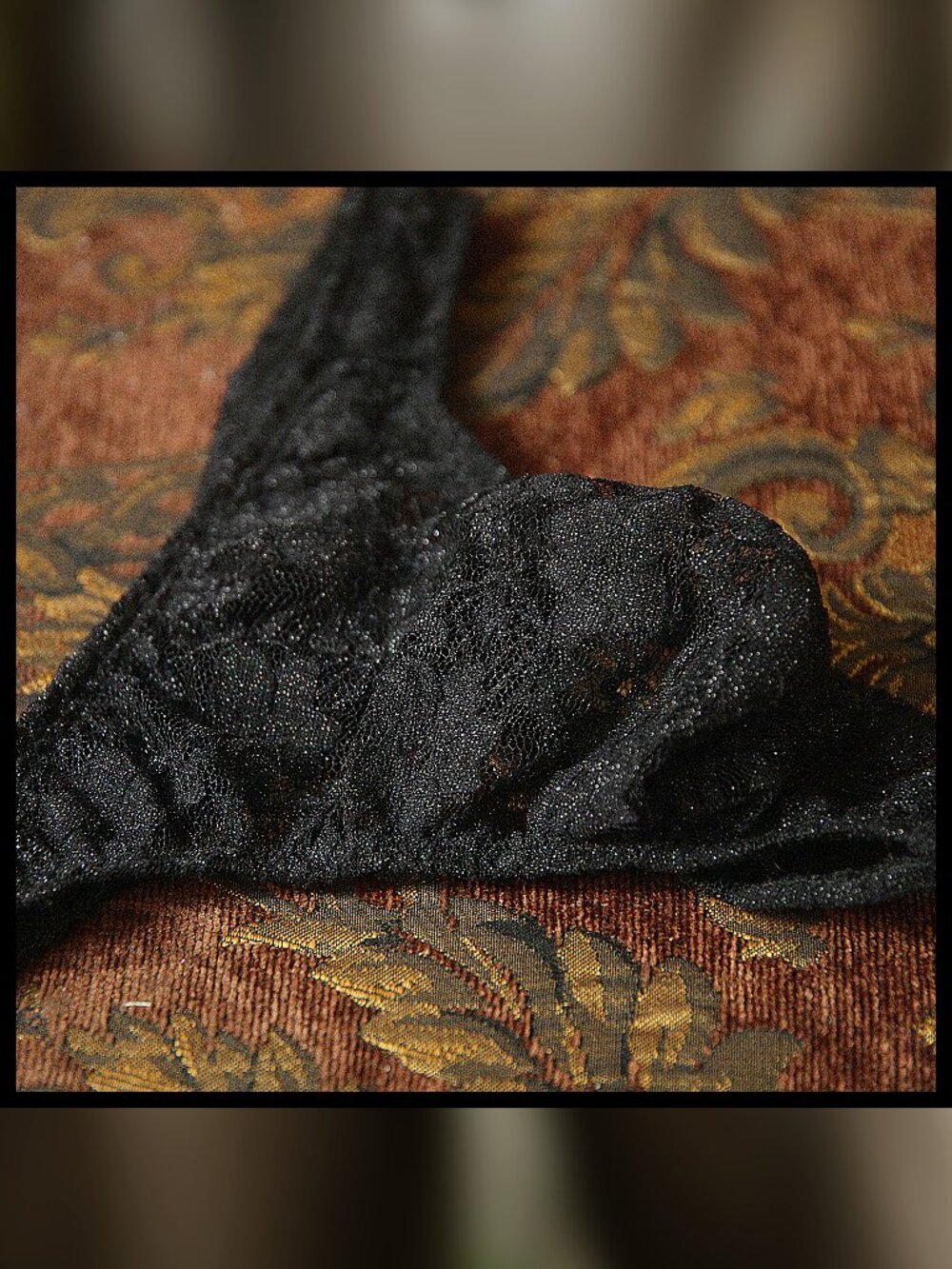 Mens Black Silver Sparkle Lace Thong Handmade - Picture 4 of 4